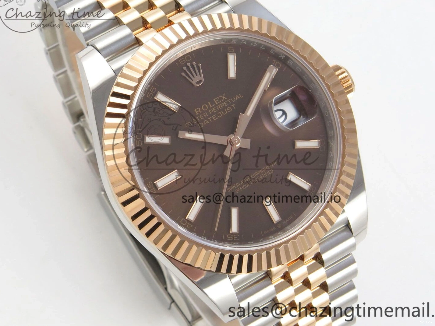 MiroTime 0202 DateJust 41 126331 SS RG ARF 1:1 Best Edition Brown Stick Dial on Jubilee Bracelet SH3235 (Weighted) TopPick 196